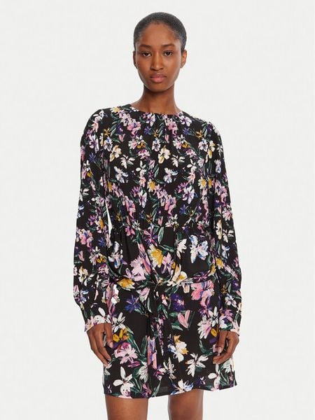 Desigual Sukienka codzienna Flor Acrilica 25WWVW09 Czarny Regular Fit. Czarne sukienki damskie Desigual, na co dzień, l, bez wzorów, z wiskozy, bez kołnierzyka, bez ramiączek, proste. Za 419.99 zł.