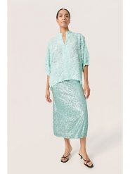 Soaked in Luxury Bluzka w kolorze turkusowym rozmiar: XXL. Niebieskie bluzki damskie Soaked in Luxury, xxl, bez wzorów, bez kołnierzyka, bez ramiączek. Za 114.44 zł.