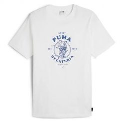 Koszulka sportowa męska Puma Graphics Gelateria Tee. Białe t-shirty sportowe męskie Puma, m, bez ramiączek. Za 177.00 zł.