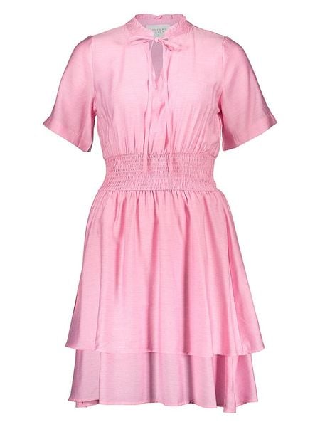 SisterS point Sukienka w kolorze jasnoróżowym rozmiar: XL. Różowe sukienki damskie Sisters Point, xl, bez wzorów, bez kołnierzyka, bez ramiączek, midi, rozkloszowane. Za 61.31 zł.