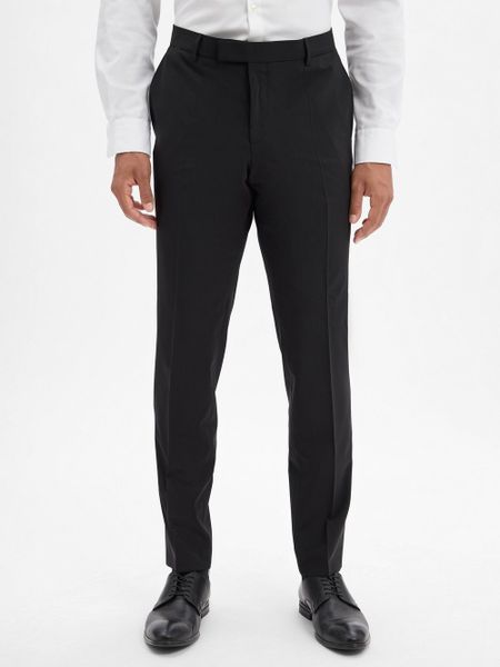 BOSS spodnie z wełny dziewiczej Baukasten - H-Gio-MM-C-NF Mężczyźni Slim Fit czarny, 48. Czarne spodnie materiałowe męskie Boss, z wełny. Za 599.95 zł.