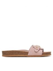 Tommy Hilfiger Klapki Soft Suede Adjustable Mule FW0FW08809 Różowy. Czerwone klapki damskie Tommy Hilfiger, bez wzorów, ze skóry, bez obcasa. Za 279.99 zł.