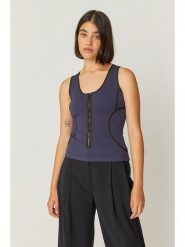 SKFK Top "Irane" w kolorze granatowym rozmiar: 34. Niebieskie topy damskie SKFK, bez wzorów, bez kołnierzyka. Za 187.99 zł.