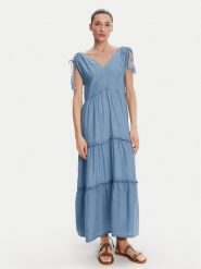 Pepe Jeans Sukienka codzienna Effie PL953664 Niebieski Loose Fit. Niebieskie sukienki damskie Pepe Jeans, na co dzień, xl, bez wzorów, z jeansu, bez kołnierzyka, bez ramiączek, proste. Za 419.99 zł.