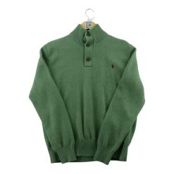 Second life - Sweter męski Pull col montant 3 boutons - Jak nowy. Zielone swetry męskie Ralph Lauren, m, bez wzorów, bez kołnierzyka. Za 234.96 zł.