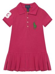 Polo Ralph Lauren Sukienka codzienna 312A95975001 Różowy Regular Fit. Czerwone sukienki dziewczęce Polo Ralph Lauren, bez wzorów, z bawełny, bez ramiączek. Za 489.99 zł.