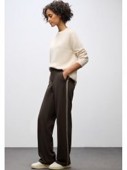 Cecil Spodnie w kolorze ciemnobrązowym rozmiar: W46/L30. Brązowe spodnie materiałowe damskie Cecil, bez wzorów, z materiału, z podwyższonym stanem. Za 198.10 zł.