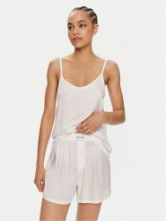 Calvin Klein Underwear Piżama 000QS7153E Biały Regular Fit. Białe piżamy damskie Calvin Klein Underwear, xs, bez wzorów, z wiskozy, bez ramiączek. Za 189.99 zł.