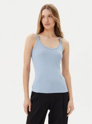 Morgan Top 251-DIDOA Błękitny Slim Fit. Niebieskie topy damskie Morgan, xs, bez wzorów, z wiskozy, bez kołnierzyka. Za 79.99 zł.