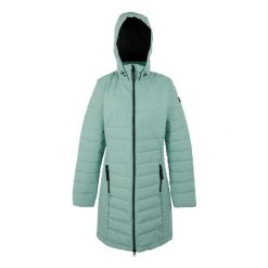 Damska długa kurtka z kapturem Regatta Andria. Zielone kurtki damskie Regatta, bez wzorów, z puchu, z kapturem. Za 403.50 zł.