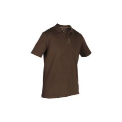 Koszulka myśliwska polo z krótkim rękawem 100. Brązowe koszulki polo męskie SOLOGNAC, s, bez wzorów, z bawełny, bez ramiączek. Za 49.99 zł.
