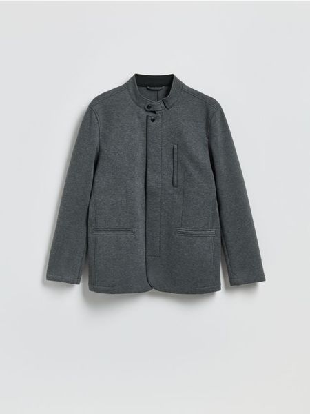 Marynarka ze stójką - ciemnoszary. Szare marynarki męskie Reserved, bez wzorów, z bawełny. Za 279.99 zł.