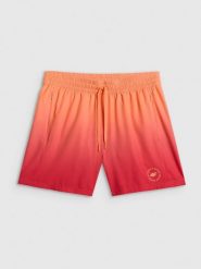 4F Spodenki plażowe boardshorty męskie - pomarańczowe M. Brązowe szorty męskie 4f, bez wzorów, z materiału. Za 99.99 zł.