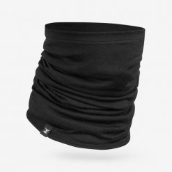 Komin trekkingowy Forclaz MT500 merino. Czarne szaliki i kominy damskie FORCLAZ, bez wzorów, z materiału. Za 59.99 zł.