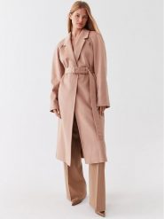 Calvin Klein Płaszcz wełniany K20K205496 Beżowy Regular Fit. Brązowe płaszcze damskie CALVIN KLEIN, na zimę, bez wzorów, z wełny. Za 2,239.00 zł.