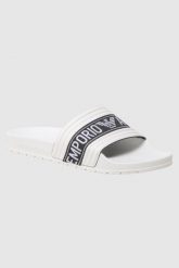 EMPORIO ARMANI Białe klapki męskie. Białe klapki i japonki męskie Emporio Armani. W wyprzedaży za 169.99 zł.
