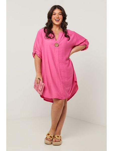 Curvy Lady Sukienka w kolorze różowym rozmiar: 48/50. Różowe sukienki damskie Curvy Lady, bez wzorów, klasyczne, bez kołnierzyka, bez ramiączek, midi. Za 114.95 zł.