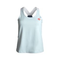 Bluzka Isabel: Komfort i styl podczas treningów. Lekka, oddychająca i szybkoschn. Niebieskie bluzki damskie IZAS, bez wzorów, sportowe, bez kołnierzyka, bez ramiączek. Za 160.83 zł.