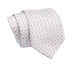Klasyczny Krawat, Szaro-Różowy w Drobny Wzór Geometryczny, Męski, 7cm -Angelo di Monti. Czerwone krawaty i muchy męskie Angelo di Monti, bez wzorów, z tkaniny, eleganckie. Za 45.00 zł.