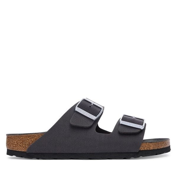 Klapki Birkenstock. Szare klapki damskie Birkenstock, bez wzorów, bez obcasa. Za 449.99 zł.