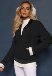 Czarna Rozpinana Bluza z Weluru Asinya. Czarne bluzy bez kaptura damskie Renee, l, z jeansu. Za 64.99 zł.