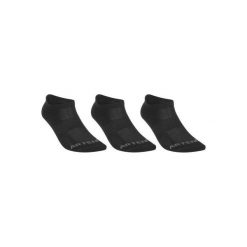 Skarpety sportowe RS500 3 pary. Czarne skarpetki damskie ARTENGO, bez wzorów, z bawełny. Za 24.99 zł.