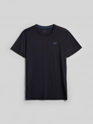 4F Koszulka trenignowa regular szybkoschnąca męska - granatowa XL. Niebieskie t-shirty sportowe męskie 4f, m, bez ramiączek, do biegania. Za 129.99 zł.