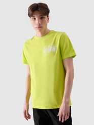 4F T-shirt regular z nadrukiem męski - zielony XXL. Zielone t-shirty męskie 4f, m, bez wzorów, z bawełny, bez kołnierzyka. W wyprzedaży za 29.99 zł.