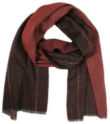 Ceglany Elegancki Szalik Firmy V.Fraas - Cashmink - Bordowy, w Drobną Kratkę, Dwustronny. Czerwone szaliki męskie V. Fraas, bez wzorów, z materiału. Za 59.00 zł.