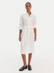 Polo Ralph Lauren Sukienka koszulowa 211B18781001 Biały Regular Fit. Białe sukienki damskie Polo Ralph Lauren, bez wzorów, z bawełny, bez kołnierzyka, bez ramiączek, koszulowe. Za 1,299.00 zł.