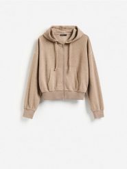 Rozpinana bluza z kapturem - beżowy. Brązowe bluzy z kapturem damskie Reserved, l, z bawełny. Za 119.99 zł.