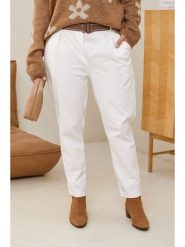 Curvy Lady Spodnie w kolorze białym rozmiar: 48/50. Białe spodnie materiałowe damskie Curvy Lady, bez wzorów, z bawełny, klasyczne, z standardowym stanem. Za 126.75 zł.