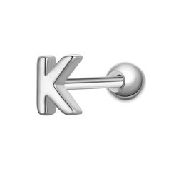 Glanzstücke München Piercing Litera K ze srebra próby 925 w kolorze srebrnym Kolczyki 1 ct Damski. Szare kolczyki damskie Glanzstücke München, srebrne. Za 129.99 zł.