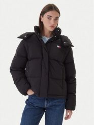 Tommy Jeans Kurtka puchowa DW0DW21623 Czarny Regular Fit. Czarne kurtki damskie Tommy Jeans, xl, bez wzorów, z jeansu, bez kaptura. Za 929.99 zł.
