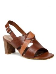 Lasocki Sandały U466 Brązowy. Brązowe sandały damskie Lasocki, bez wzorów, ze skóry, bez obcasa, na słupku. Za 239.99 zł.