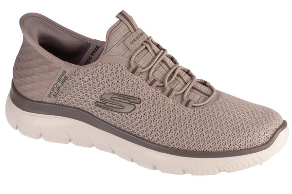 Buty sportowe Sneakersy męskie, Slip-Ins Summits - High Range. Brązowe buty sportowe na co dzień męskie Skechers, z materiału, bez zapięcia, trekkingowe. Za 329.99 zł.