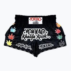 Spodenki treningowe męskie YOKKAO Khalifa Kush Muay Thai. Czarne szorty męskie YOKKAO, z materiału, bez kołnierzyka. Za 289.99 zł.