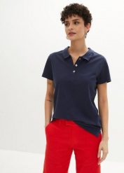 Koszulka polo. Białe bluzki damskie bonprix, z aplikacjami, klasyczne, bez kołnierzyka, bez ramiączek. Za 59.99 zł.