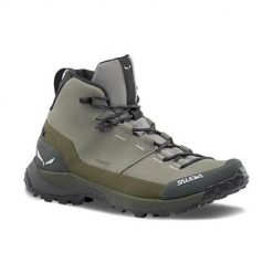 Buty trekkingowe męskie Salewa Puez Leather Mid Powertex. Zielone buty trekkingowe męskie Salewa, z materiału, bez zapięcia, trekkingowe. Za 1,259.00 zł.