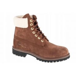 Męskie Wodoodporne Buty Skórzane Premium. Brązowe buty trekkingowe męskie Timberland, z futra, bez zapięcia, trekkingowe. Za 855.99 zł.