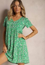 Zielona Sukienka na Lato z Wiskozy w Geometryczny Print Yenivia. Zielone sukienki damskie Renee, na imprezę, na lato, l, bez wzorów, z wiskozy, eleganckie, bez kołnierzyka, bez ramiączek. W wyprzedaży za 38.49 zł.