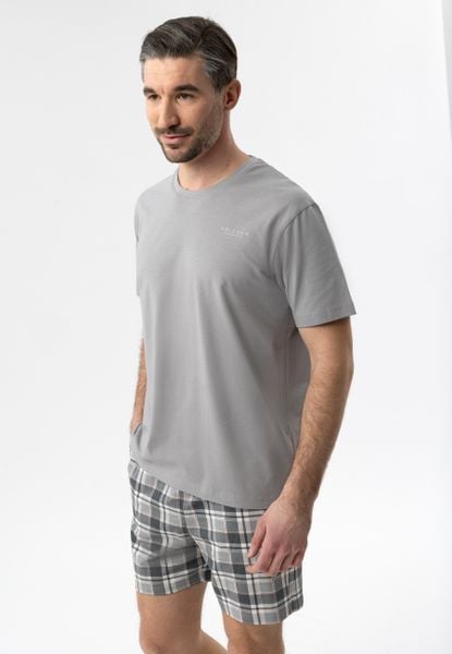 Piżama męska z szortami U-SEN. Szare piżamy męskie Volcano, bez wzorów, z bawełny, klasyczne. Za 109.99 zł.