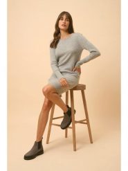 Just Cashmere Kaszmirowa sukienka "Susan" w kolorze szarym rozmiar: XL. Szare sukienki damskie Just Cashmere, na co dzień, xl, bez wzorów, z kaszmiru, bez kołnierzyka, bez ramiączek, midi, proste. Za 413.99 zł.