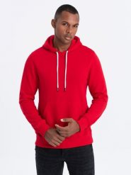 Bluza męska z kapturem nierozpinana - czerwona V10 - Rozmiar: XL. Czerwone bluzy z kapturem męskie Ombre Clothing, m, z bawełny. Za 57.99 zł.