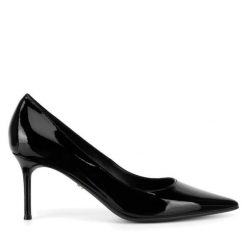 Szpilki GINO ROSSI. Czarne szpilki Gino Rossi, bez wzorów, bez obcasa. Za 299.99 zł.