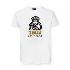 Real Madryt 1902 - biała koszulka z herbem - M. Białe bluzki damskie Real Madrid, m, bez wzorów, sportowe, bez kołnierzyka, bez ramiączek. W wyprzedaży za 108.18 zł.