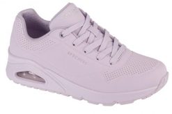 Buty sportowe Sneakersy damskie, Uno Frosty Kicks. Fioletowe buty sportowe na co dzień damskie Skechers, bez wzorów, z materiału, trekkingowe. Za 309.99 zł.