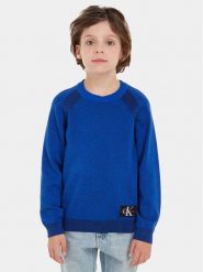 Calvin Klein Jeans Sweter IB0IB01868 Niebieski Regular Fit. Niebieskie swetry chłopięce Calvin Klein Jeans, bez wzorów, z bawełny, bez kołnierzyka. Za 299.99 zł.