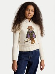 Polo Ralph Lauren Sweter 313B26004001 Kremowy Regular Fit. Białe swetry dziewczęce Polo Ralph Lauren, bez wzorów, z bawełny, bez kołnierzyka. Za 1,018.99 zł.