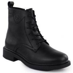 Skórzane botki damskie workery ocieplane czarne Sergio Leone BT25172-S. Czarne botki damskie Sergio Leone, ze skóry, bez obcasa, bez zapięcia. Za 219.99 zł.